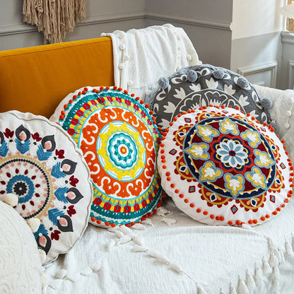 Round Pillow Cover Home Decor Living Room Pillow Cover - Front View