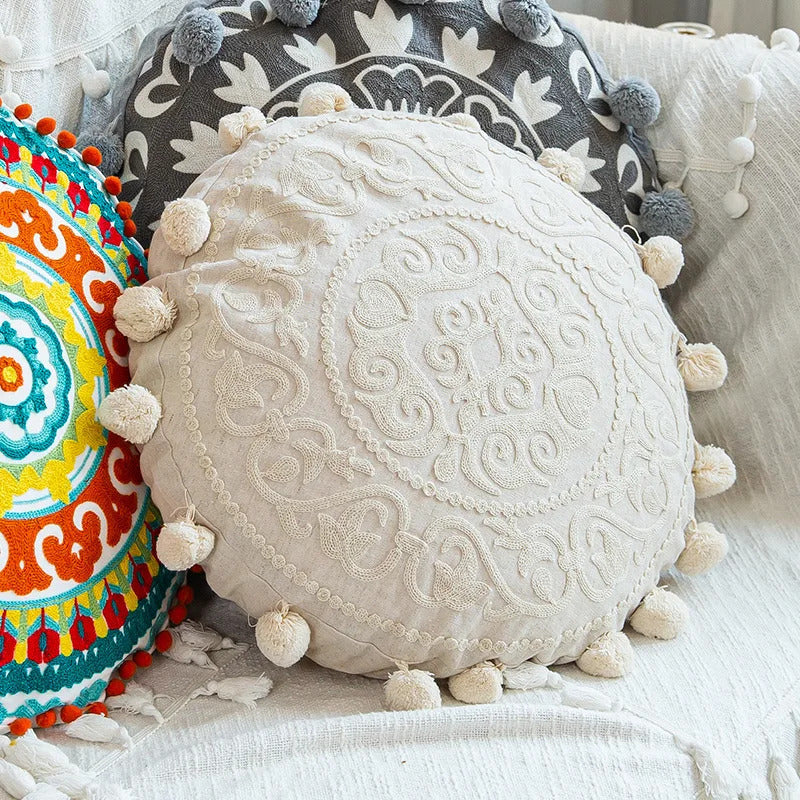 Round Pillow Cover Home Decor Living Room Pillow Cover - Close-up Detail