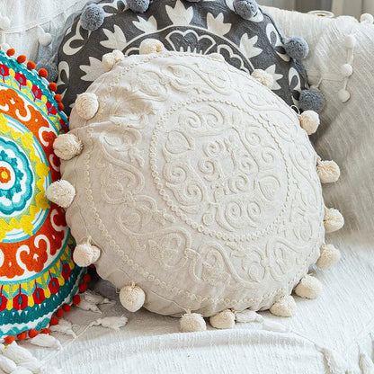 Round Pillow Cover Home Decor Living Room Pillow Cover - Close-up Detail