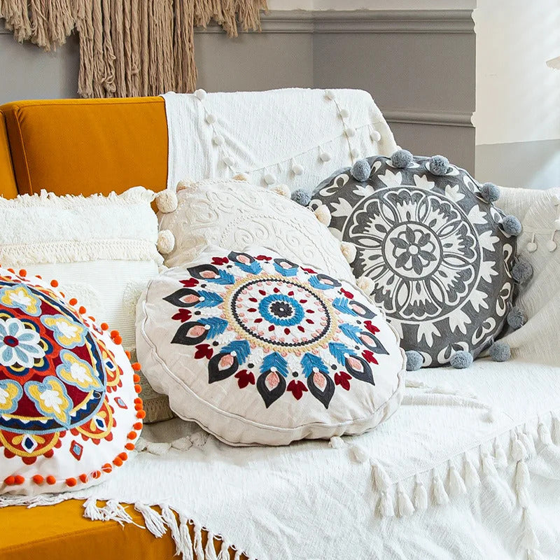 Round Pillow Cover Home Decor Living Room Pillow Cover - Side View
